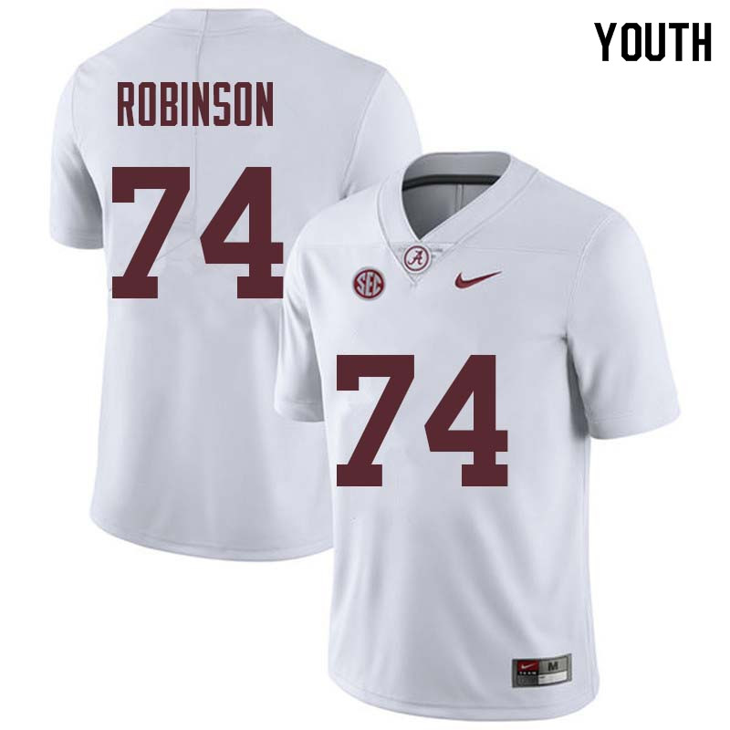 Alabama Crimson Tide Youth Cam Robinson #74 White NCAA Nike Authentic Stitched College Football Jersey CR16I05ME
